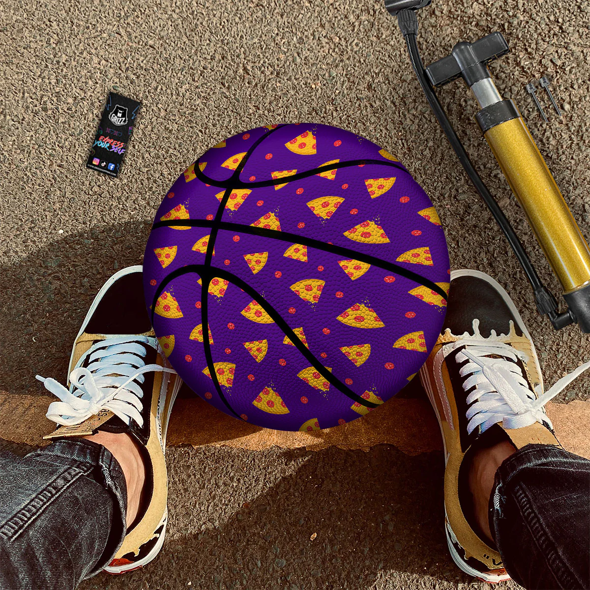 Pizza Purple Print Pattern Basketball - Image 2