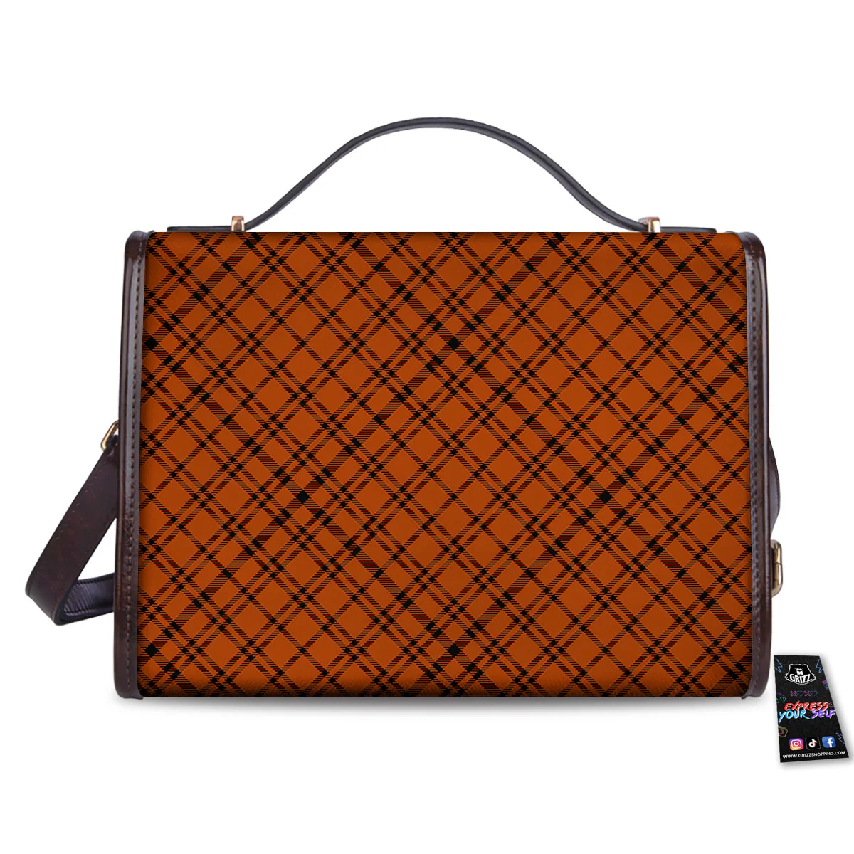 Plaid Halloween Print Pattern Women's Satchel Bag - Image 2