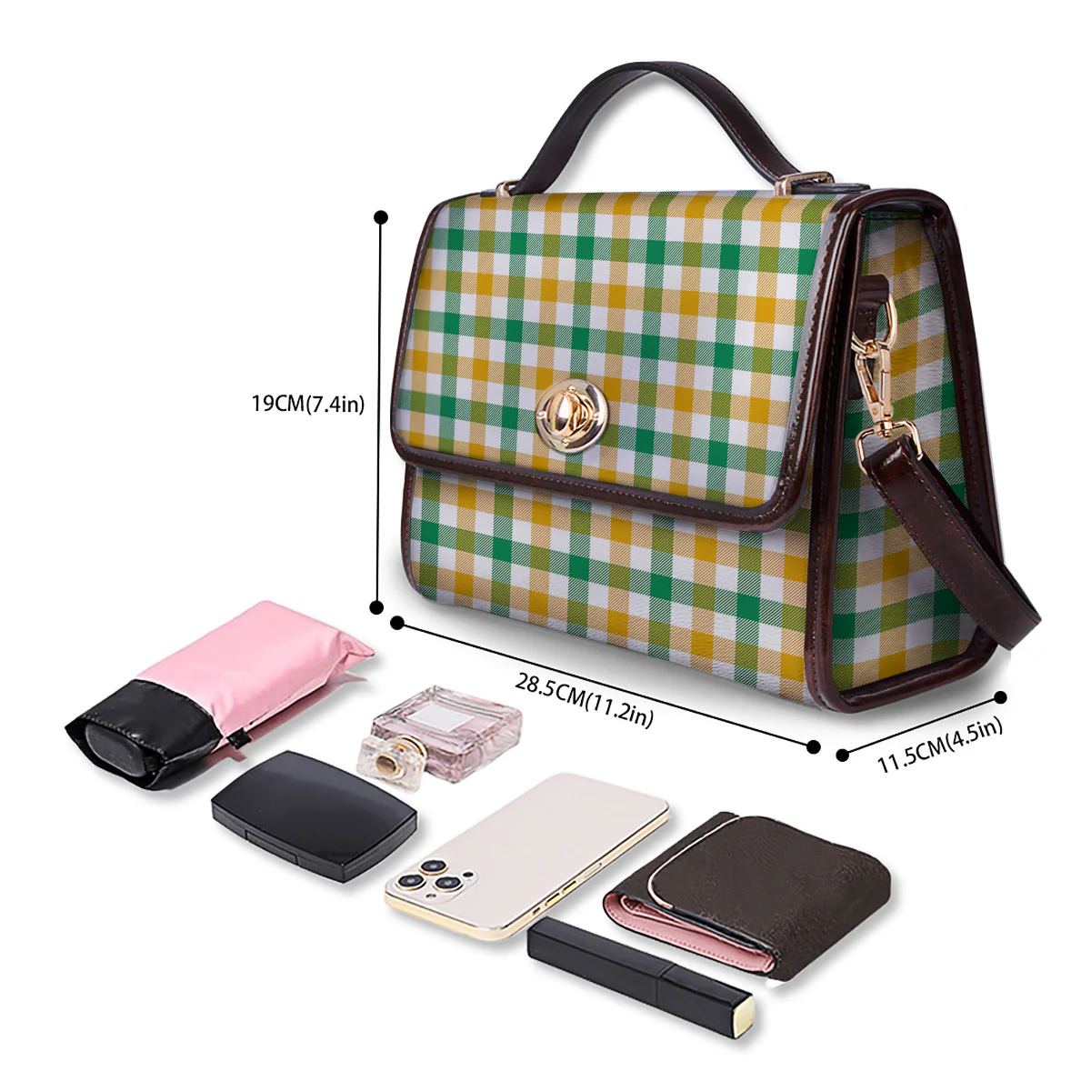 Plaid Irish Buffalo Print Pattern Women's Satchel Bag - Image 4
