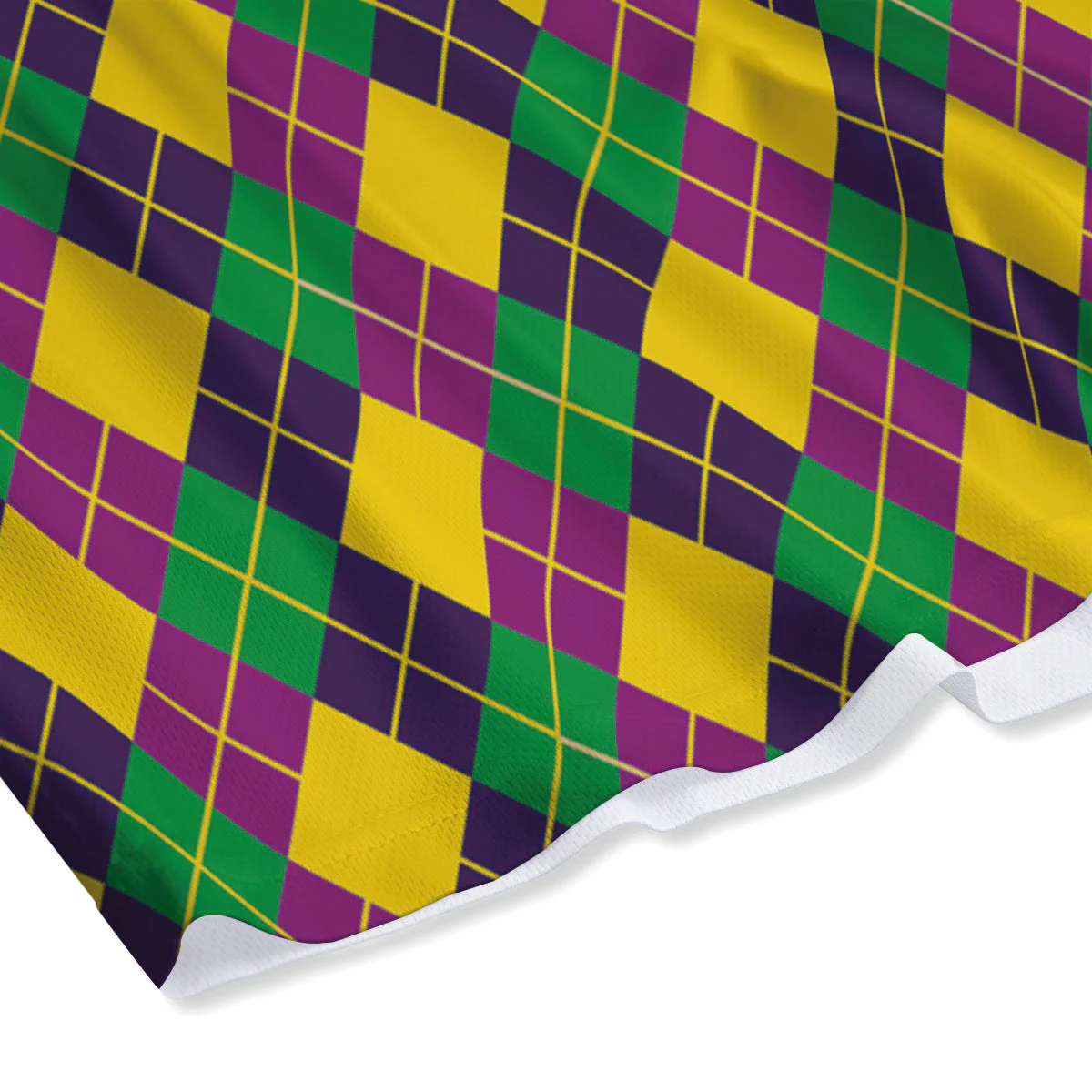 Plaid Mardi Gras Print Pattern Mesh Shorts - Image 4