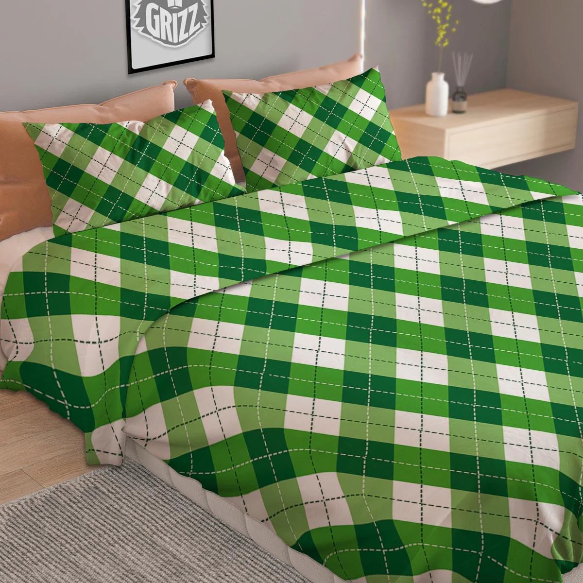 Plaid Saint Patrick's Day Print Pattern Duvet Cover Bedding Set - Image 2