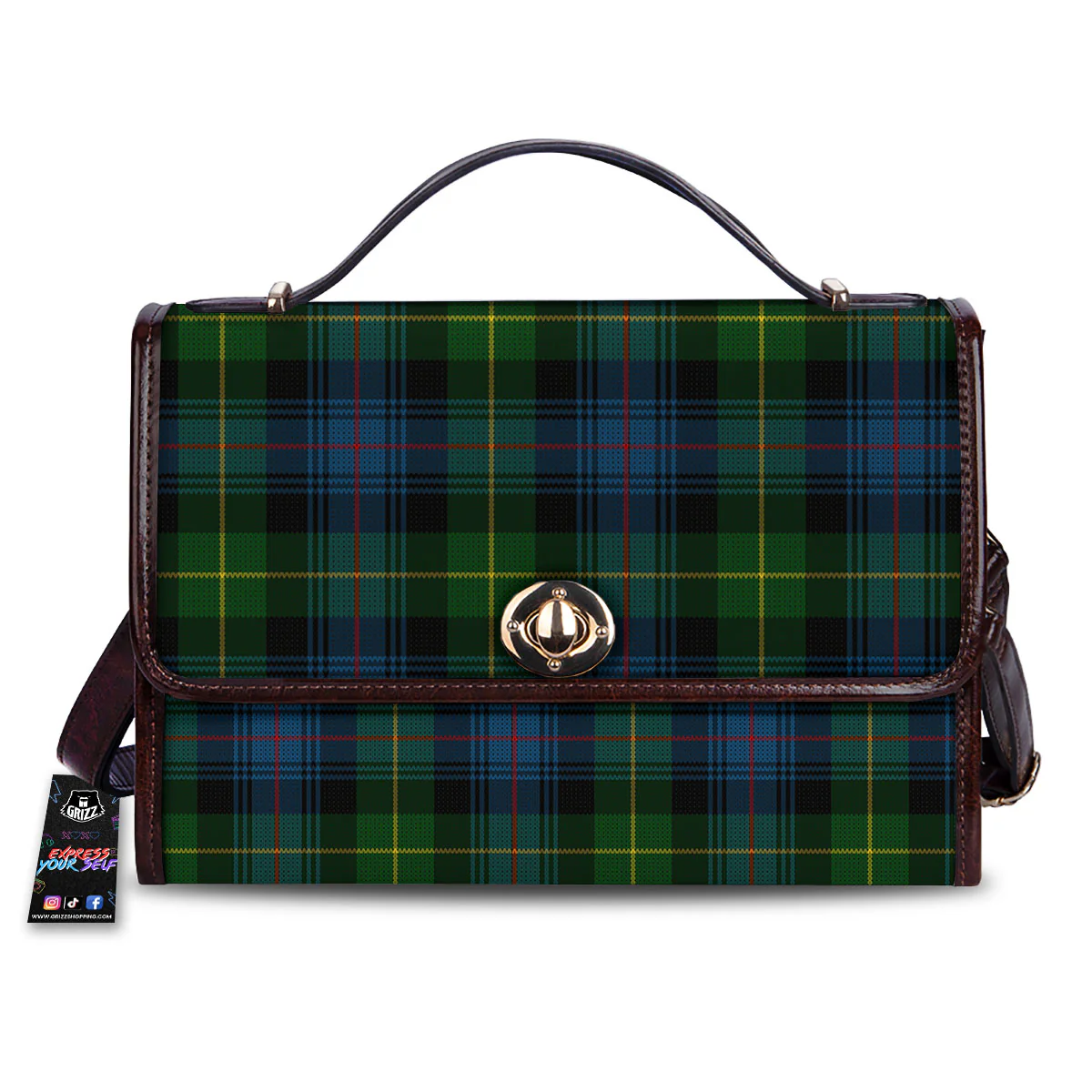 Plaid Scottish Knitted Print Women's Satchel Bag