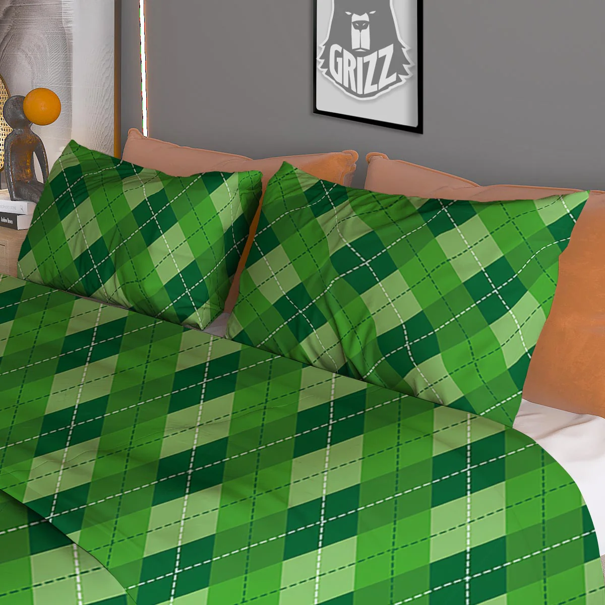 Plaid St. Patrick's Day Print Pattern Duvet Cover Bedding Set - Image 3