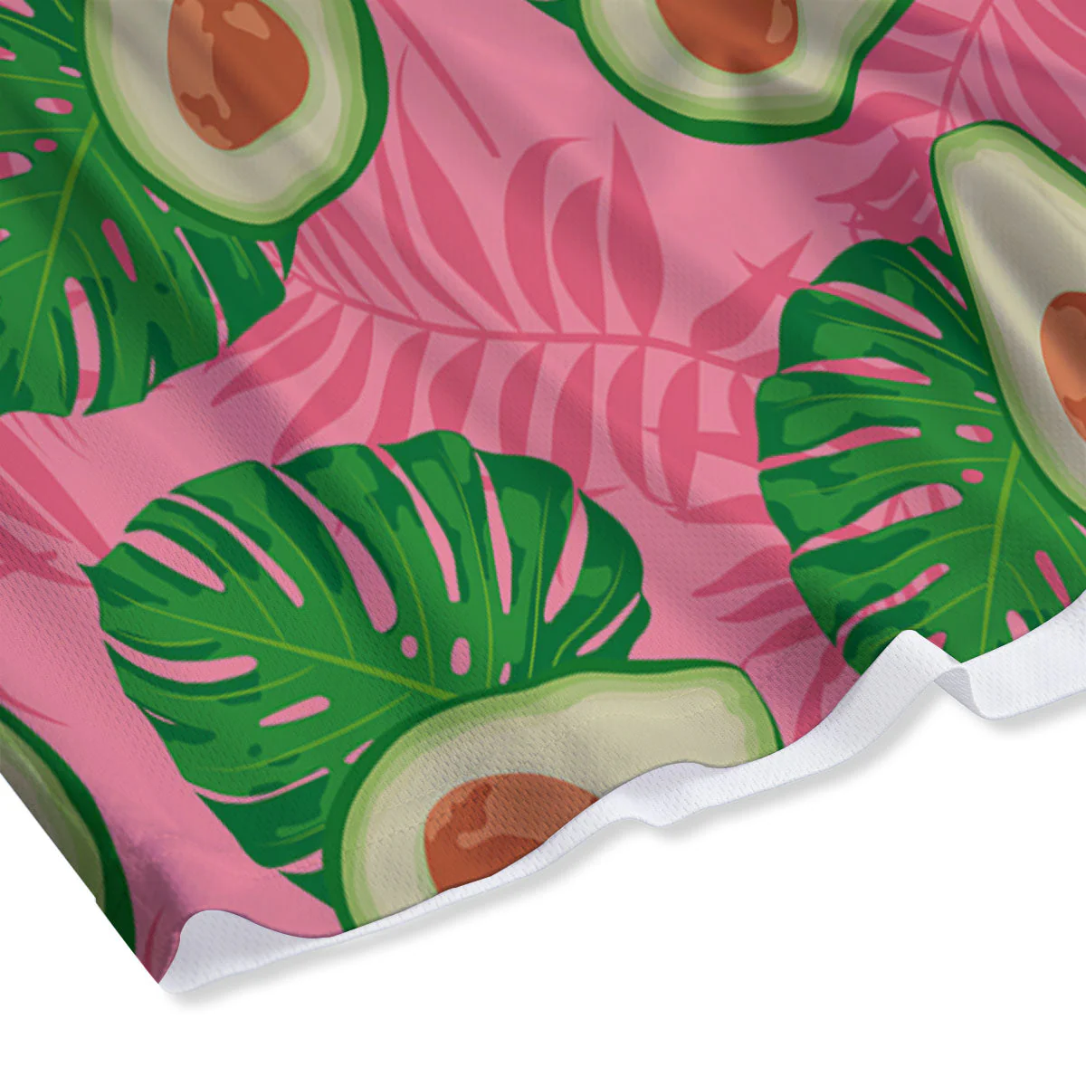 Plam Leaf And Avocado Pink Print Pattern Mesh Shorts - Image 4