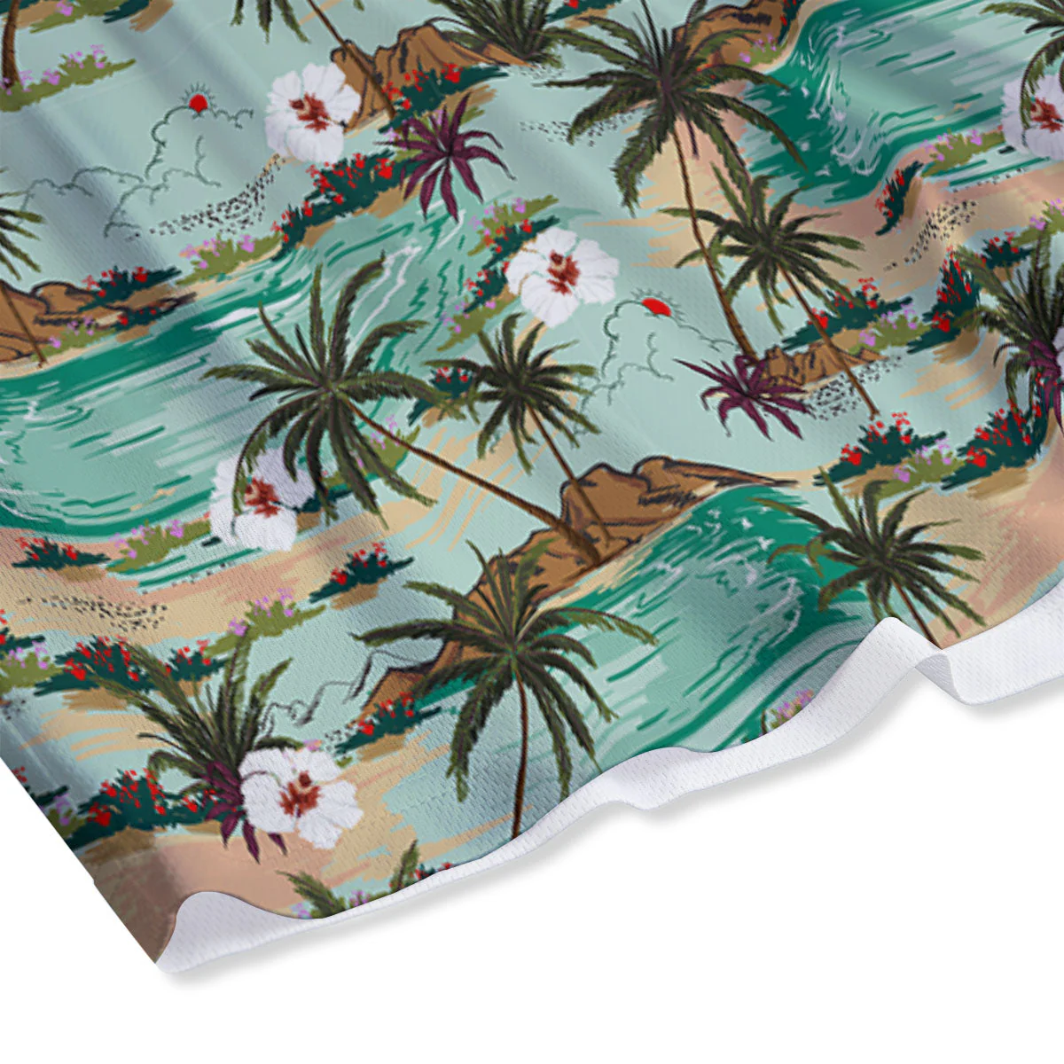 Plam Tree Beach Summer Print Pattern Mesh Shorts - Image 4