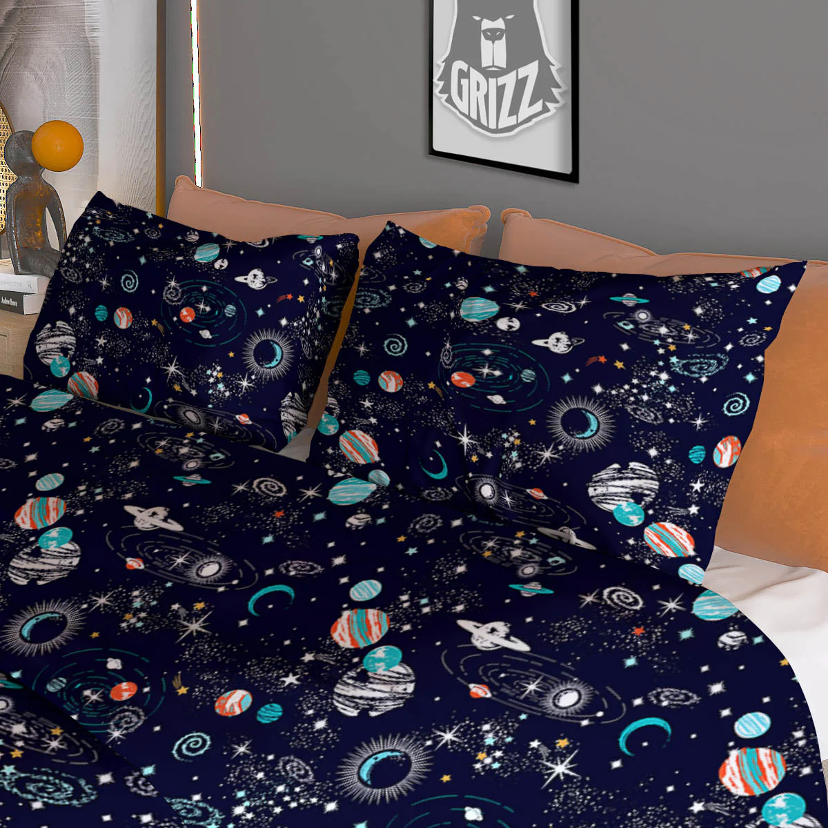 Planets And Constellations Print Pattern Duvet Cover Bedding Set - Image 3