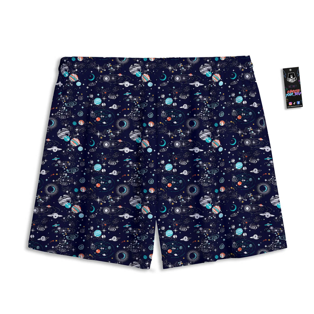 Planets And Constellations Print Pattern Mesh Shorts - Image 2