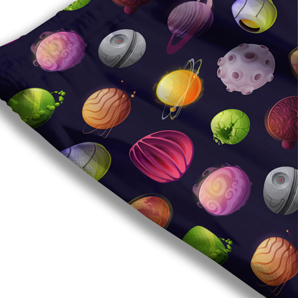 Planets And Stars Print Pattern Mesh Shorts - Image 3