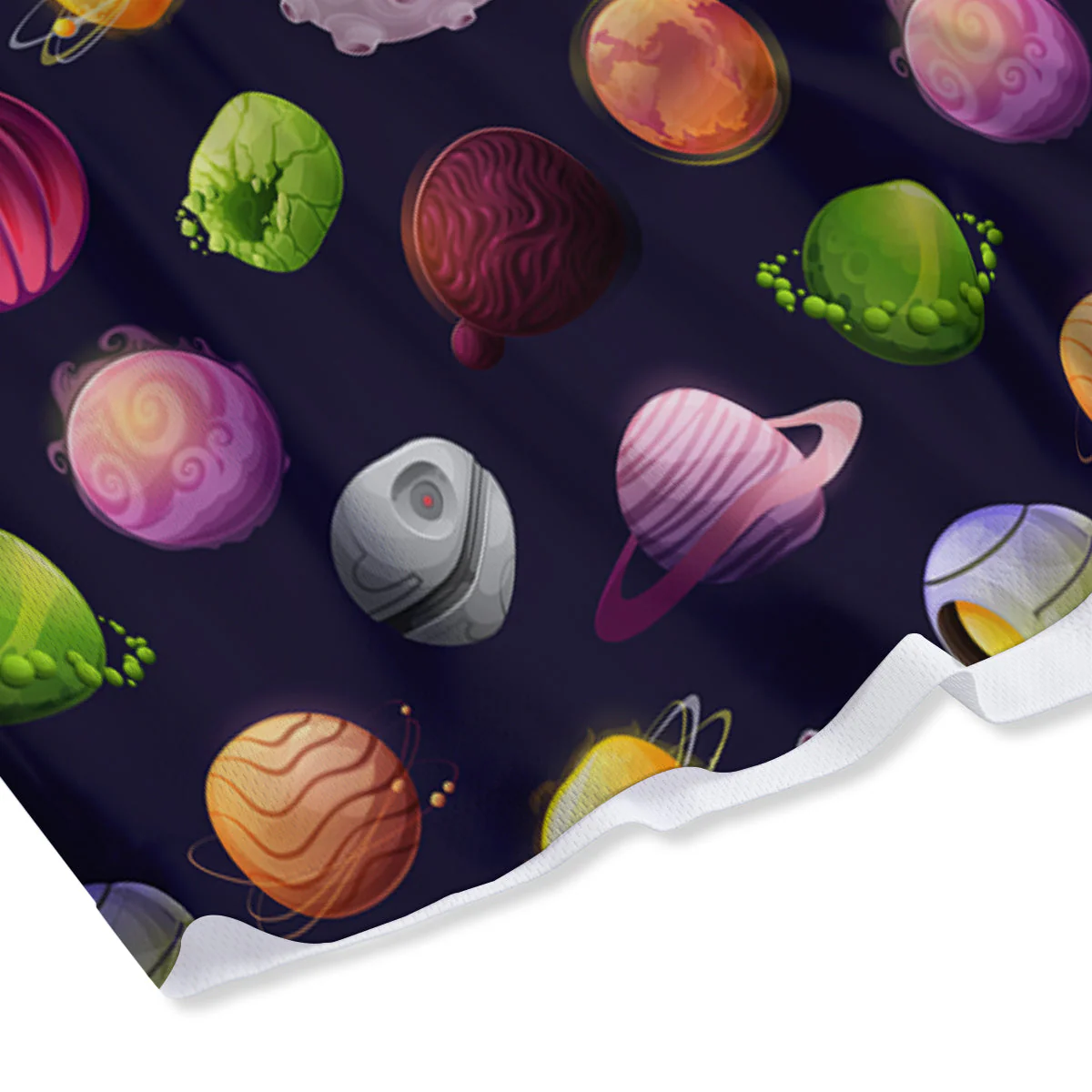 Planets And Stars Print Pattern Mesh Shorts - Image 4