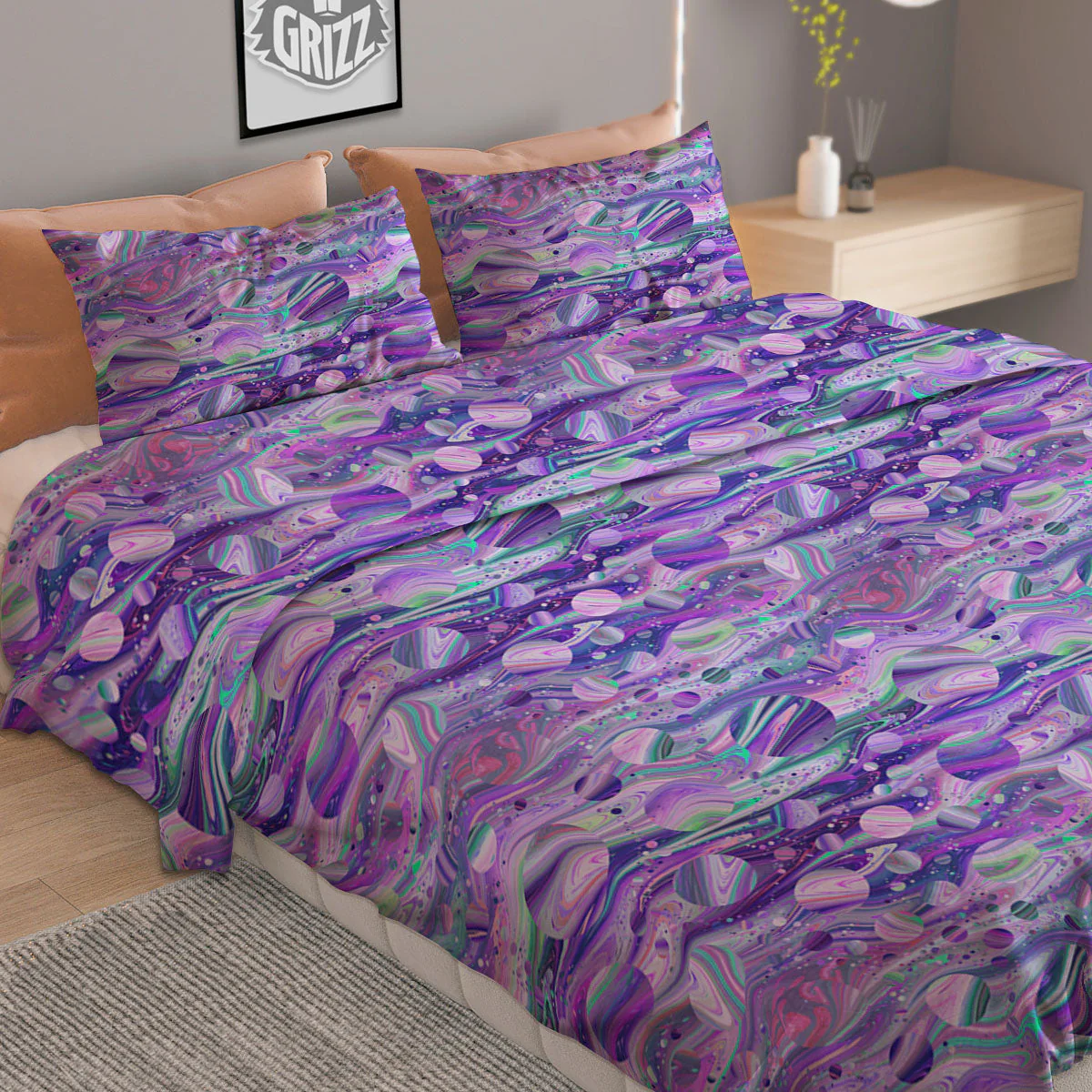 Planets Fantasy Print Pattern Duvet Cover Bedding Set - Image 2