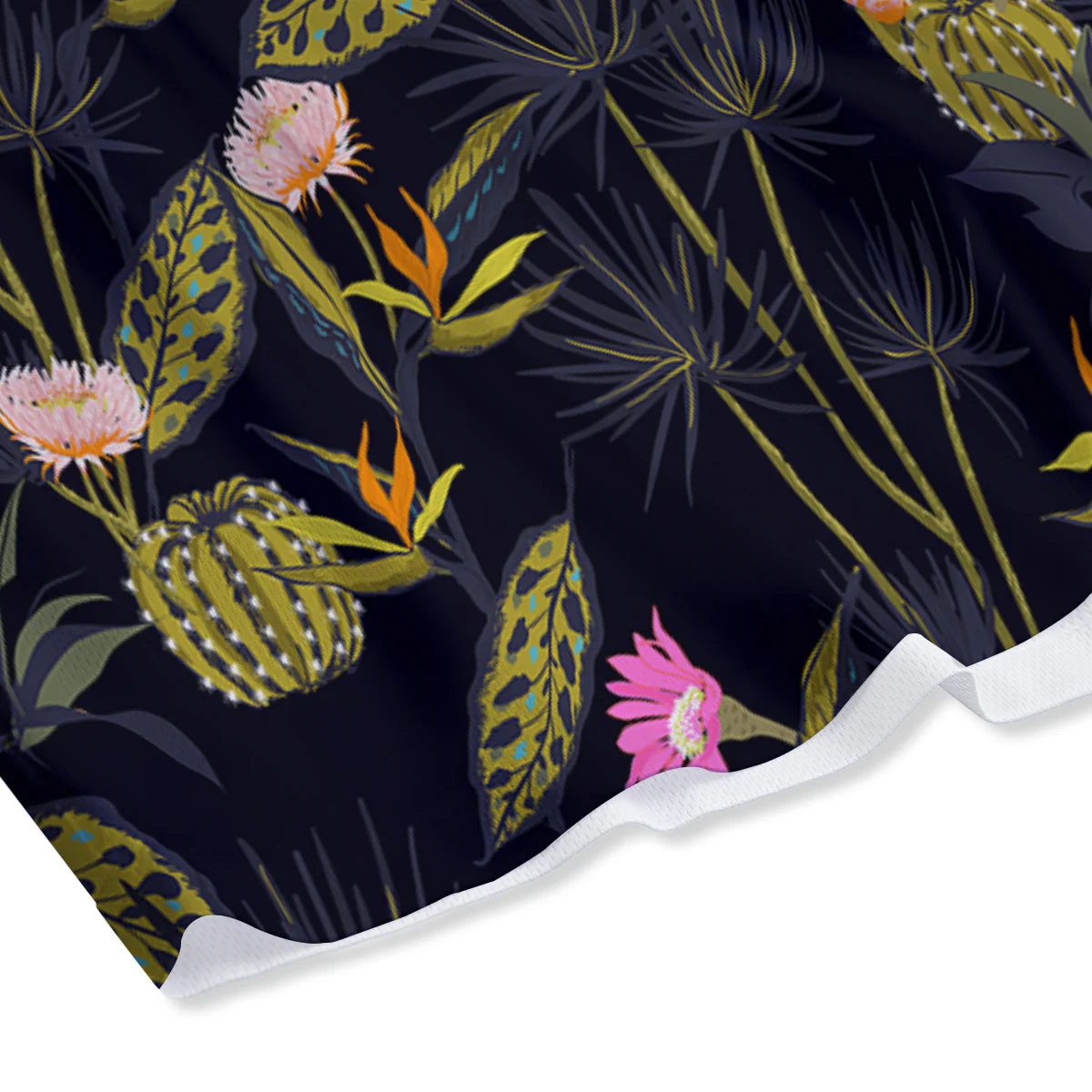 Plant Black Cactus Print Pattern Mesh Shorts - Image 4