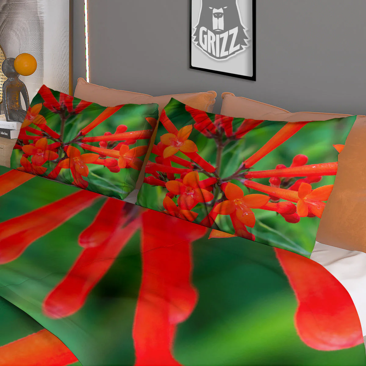Plant Bouvardia Print Duvet Cover Bedding Set - Image 3