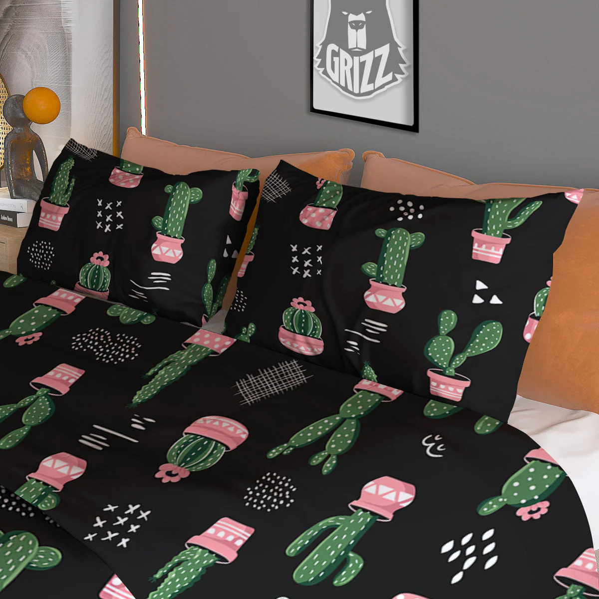 Plant Cute Cactus Print Pattern Duvet Cover Bedding Set - Image 3
