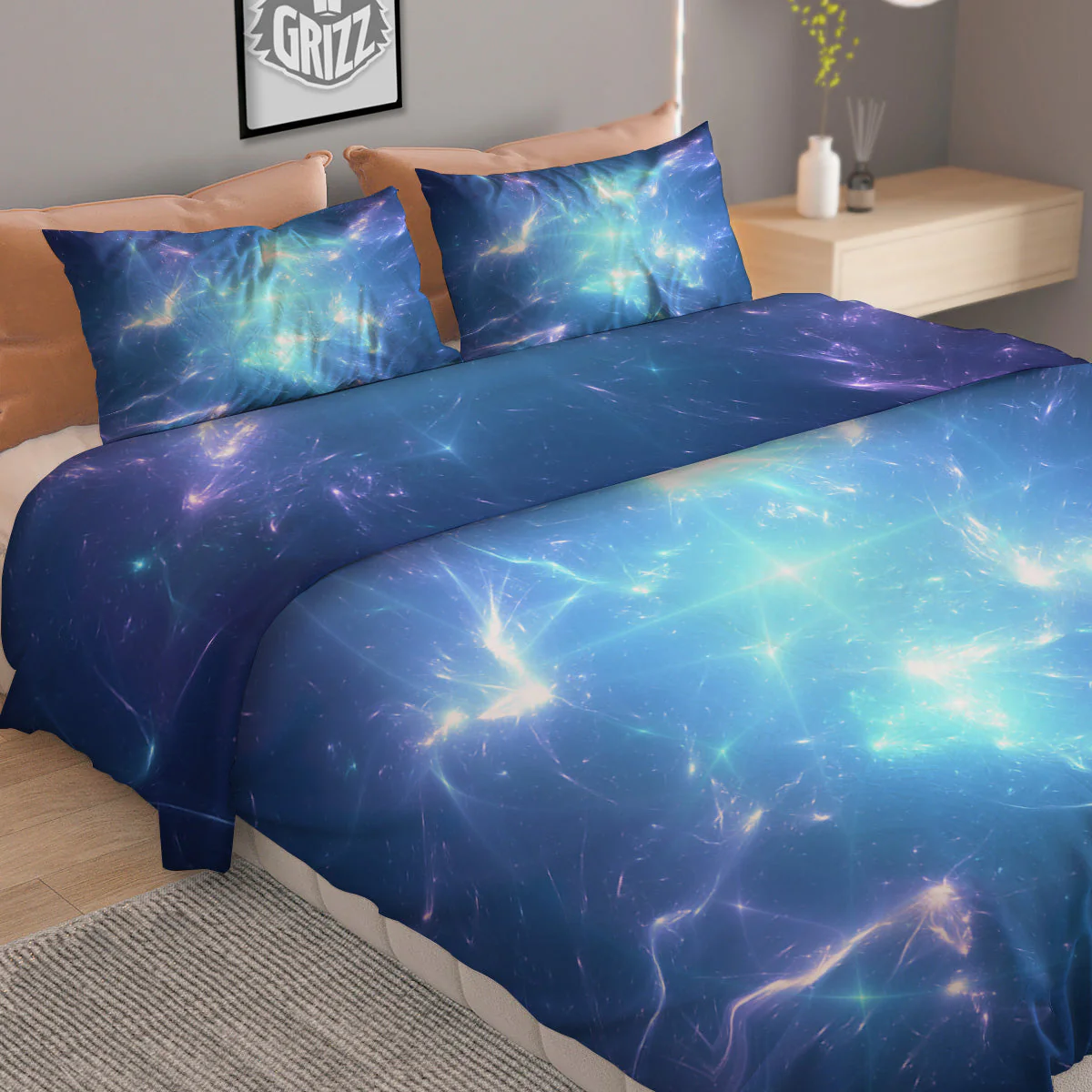 Plasma Blue Print Duvet Cover Bedding Set - Image 2