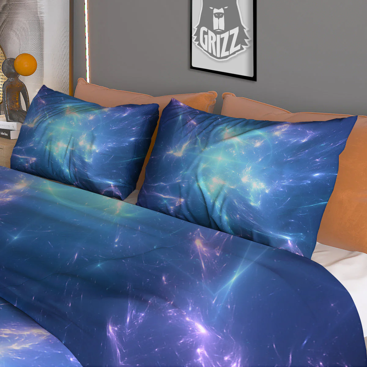 Plasma Blue Print Duvet Cover Bedding Set - Image 3