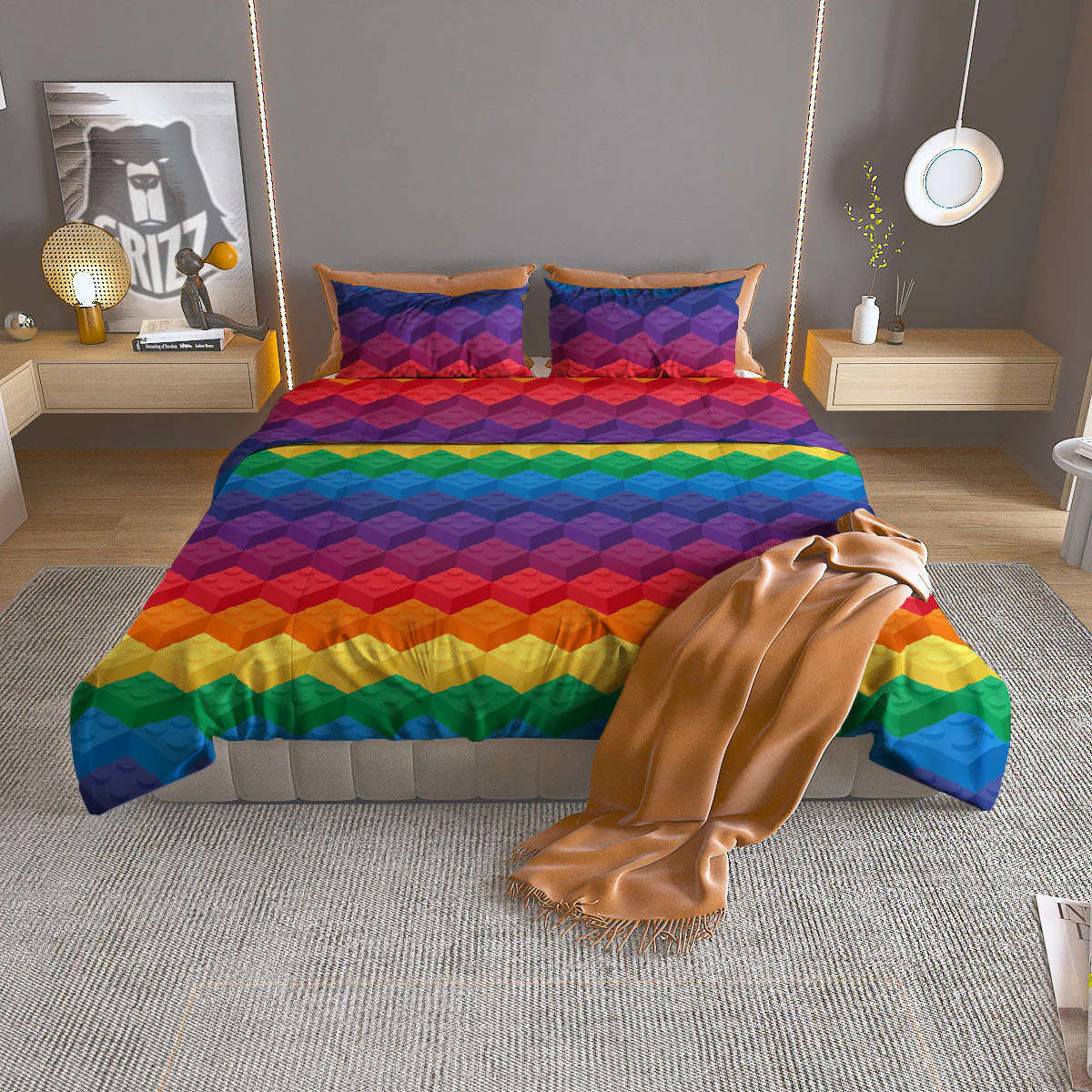Plastic Blocks Building Print Pattern Duvet Cover Bedding Set