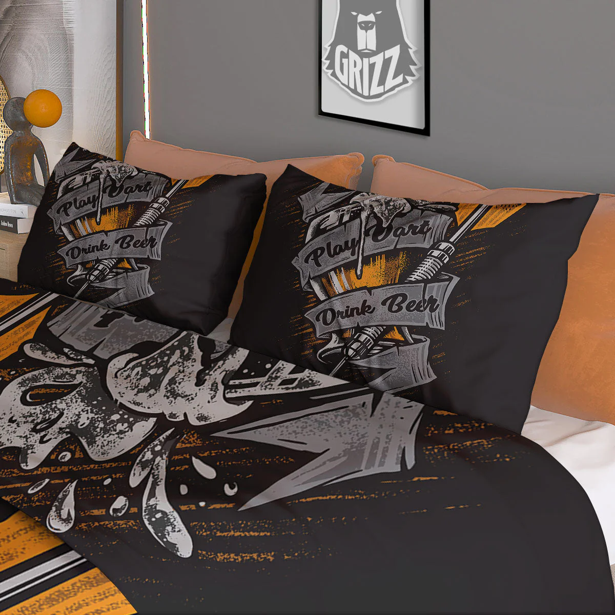 Play Dart Drink Beer Print Duvet Cover Bedding Set - Image 3