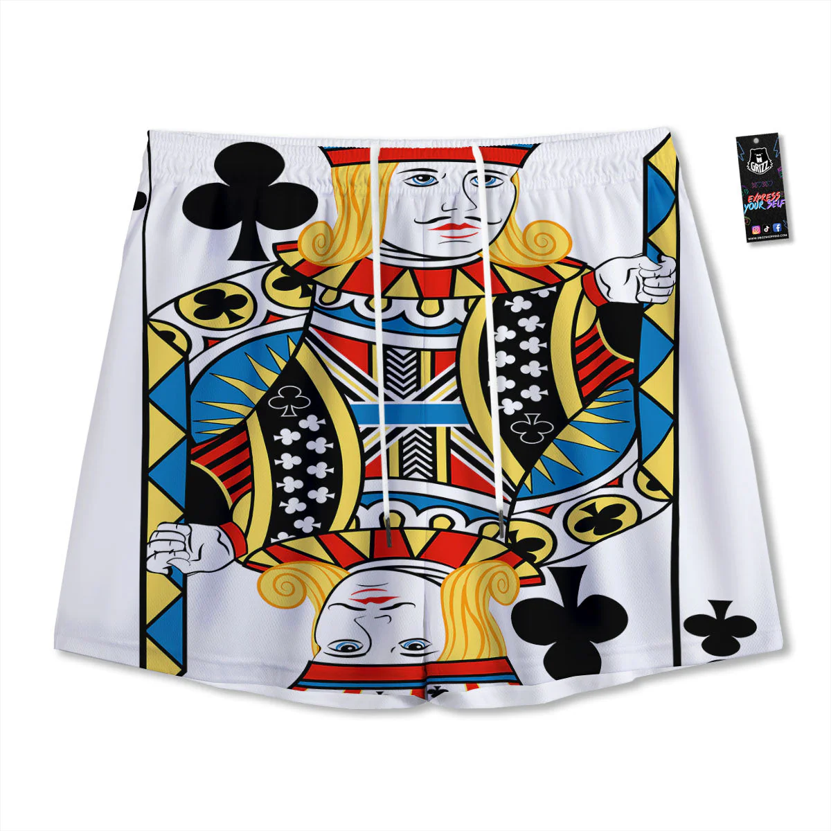 Playing Card Jack Of Clubs Print Mesh Shorts