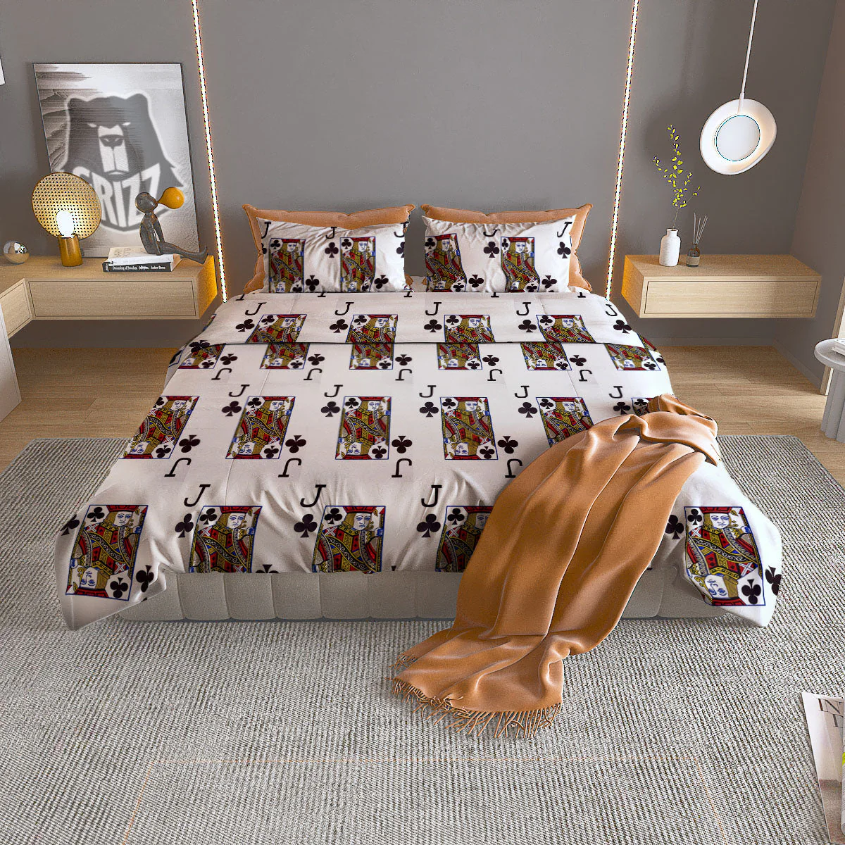 Playing Card Jack Of Clubs Print Pattern Duvet Cover Bedding Set