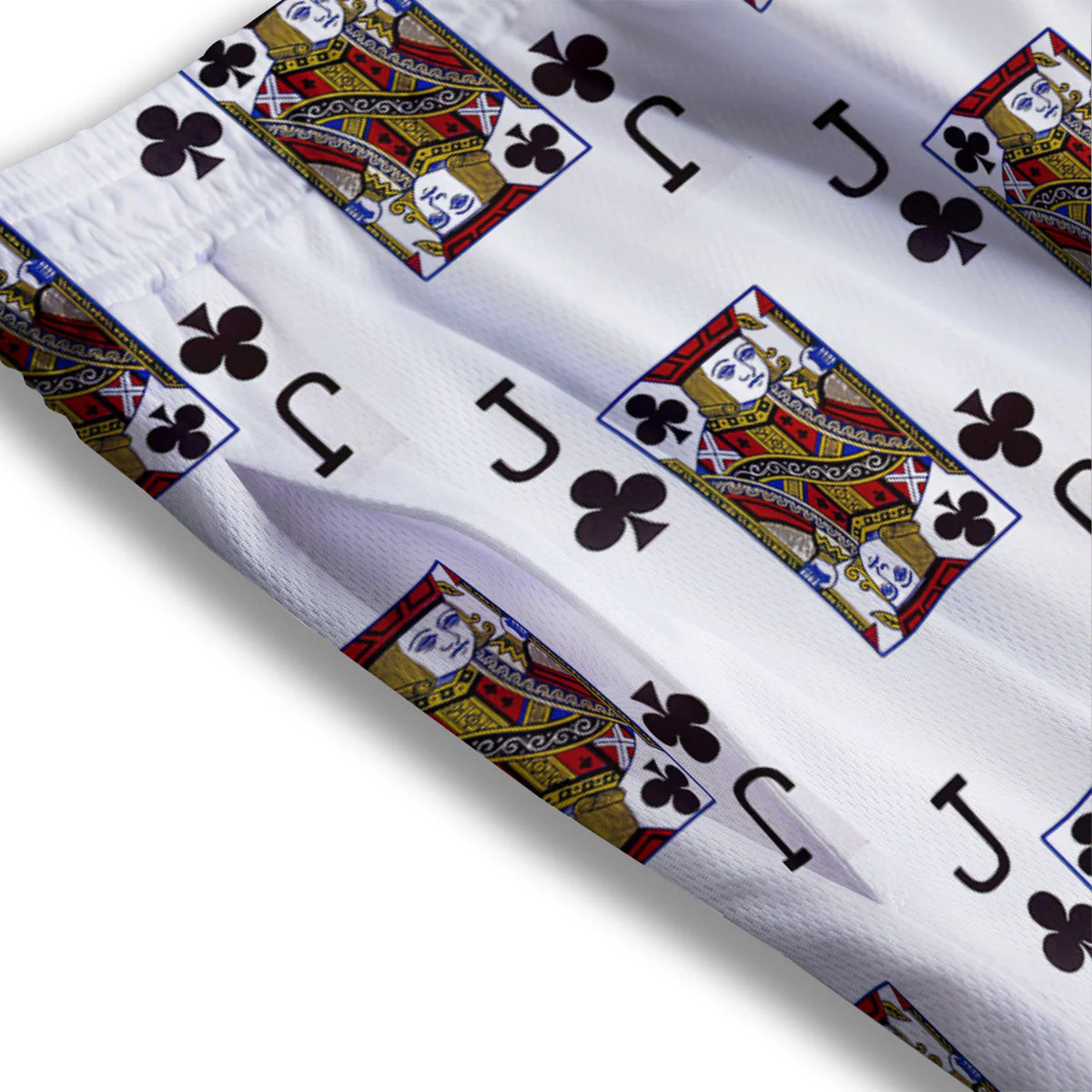 Playing Card Jack Of Clubs Print Pattern Mesh Shorts - Image 3