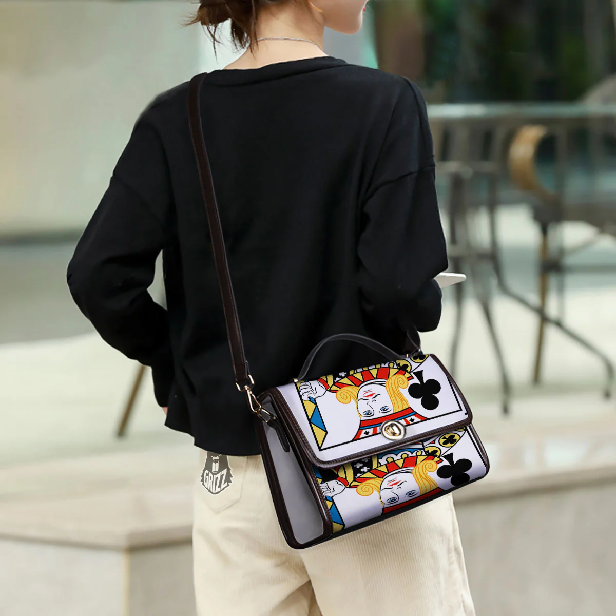 Playing Card Jack Of Clubs Print Women's Satchel Bag - Image 3