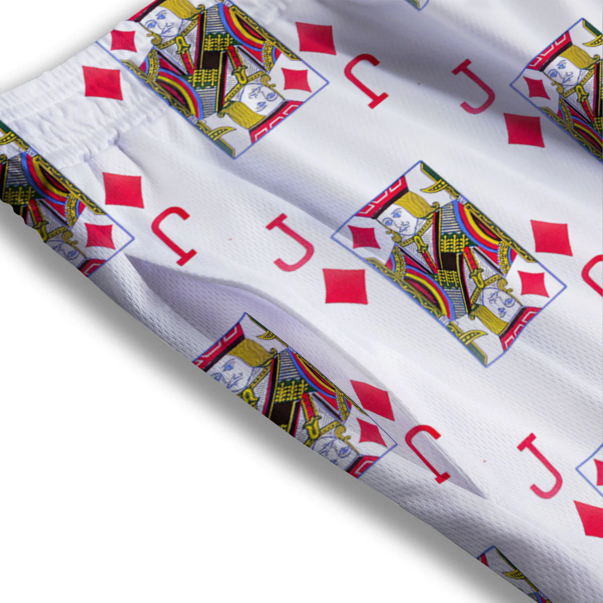 Playing Card Jack Of Diamonds Print Pattern Mesh Shorts - Image 3