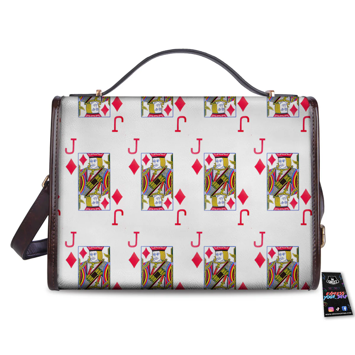 Playing Card Jack Of Diamonds Print Pattern Women's Satchel Bag - Image 2