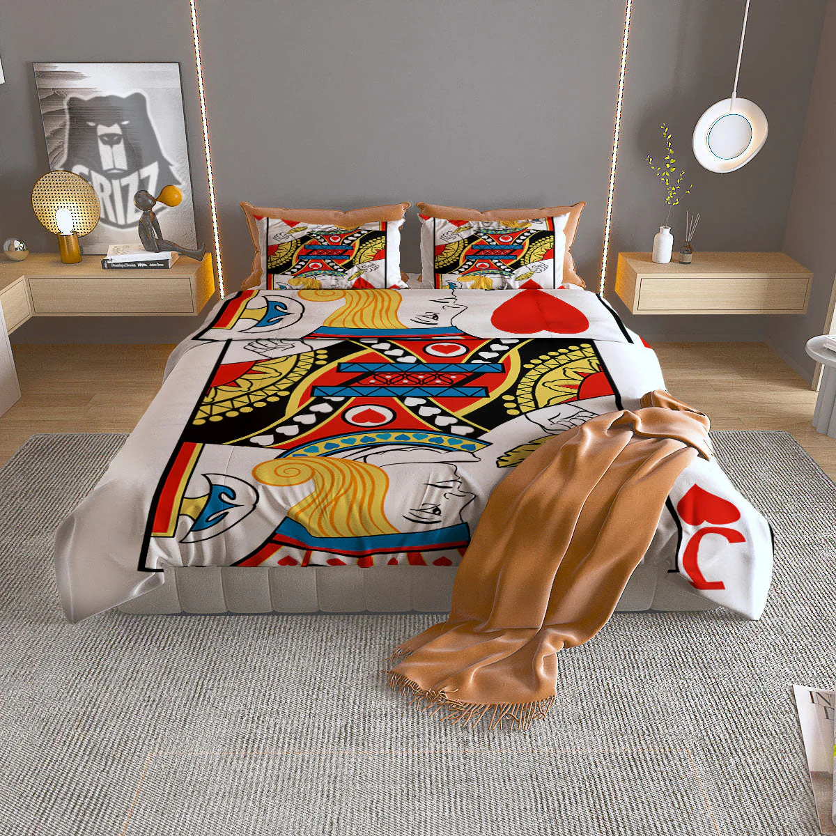 Playing Card Jack Of Hearts Print Duvet Cover Bedding Set