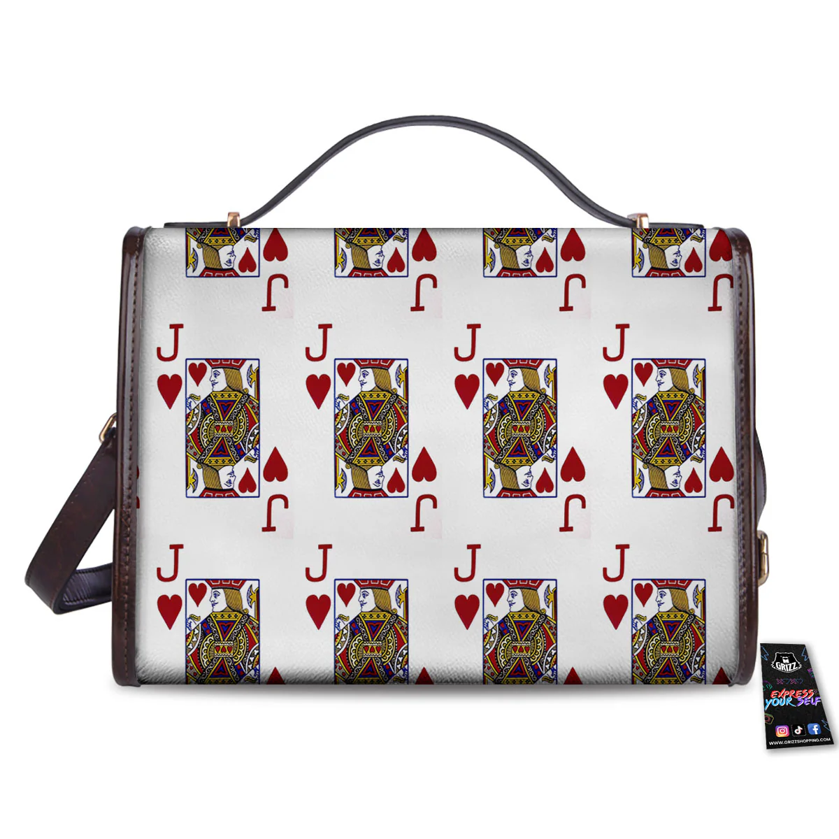 Playing Card Jack Of Hearts Print Pattern Women's Satchel Bag - Image 2