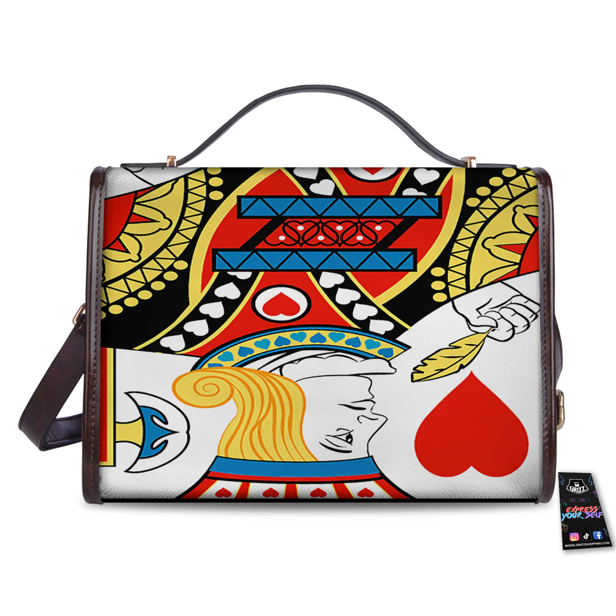Playing Card Jack Of Hearts Print Women's Satchel Bag - Image 2