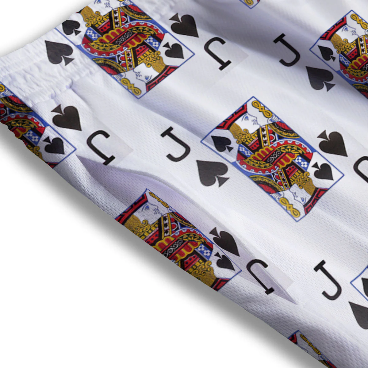 Playing Card Jack Of Spades Print Pattern Mesh Shorts - Image 3