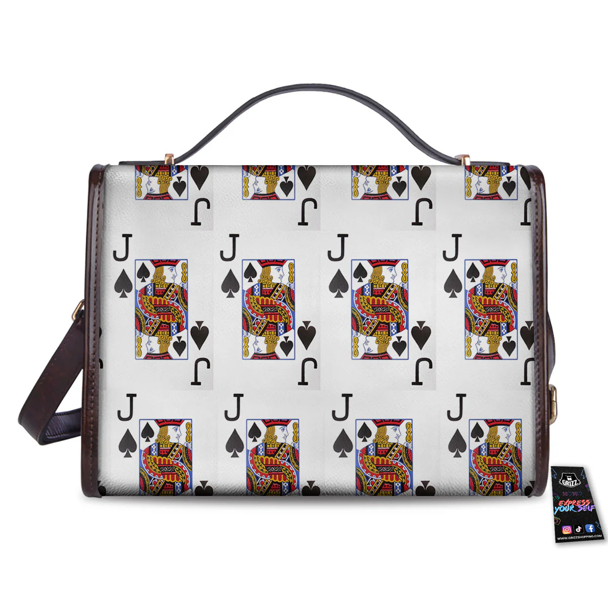 Playing Card Jack Of Spades Print Pattern Women's Satchel Bag - Image 2