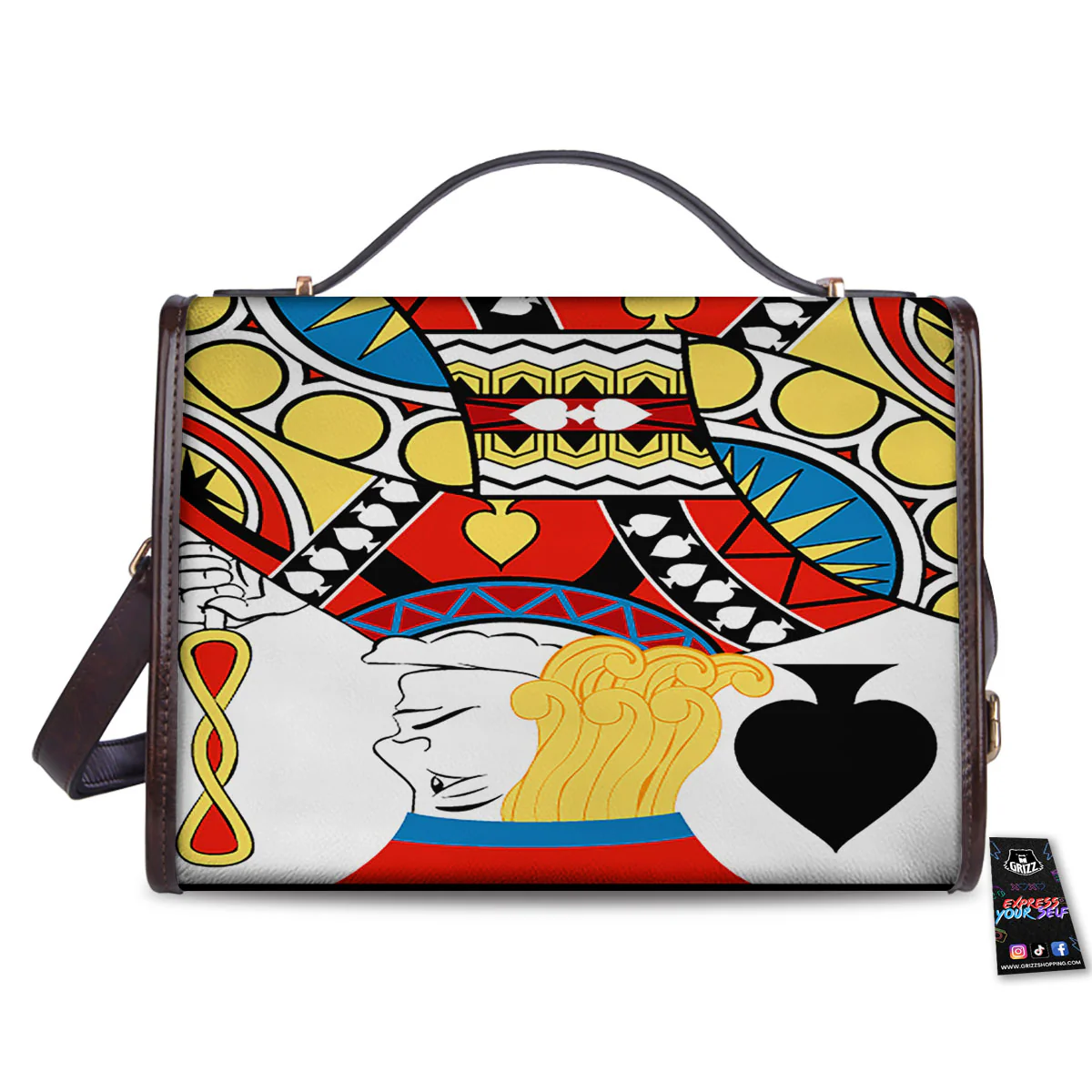 Playing Card Jack Of Spades Print Women's Satchel Bag - Image 2