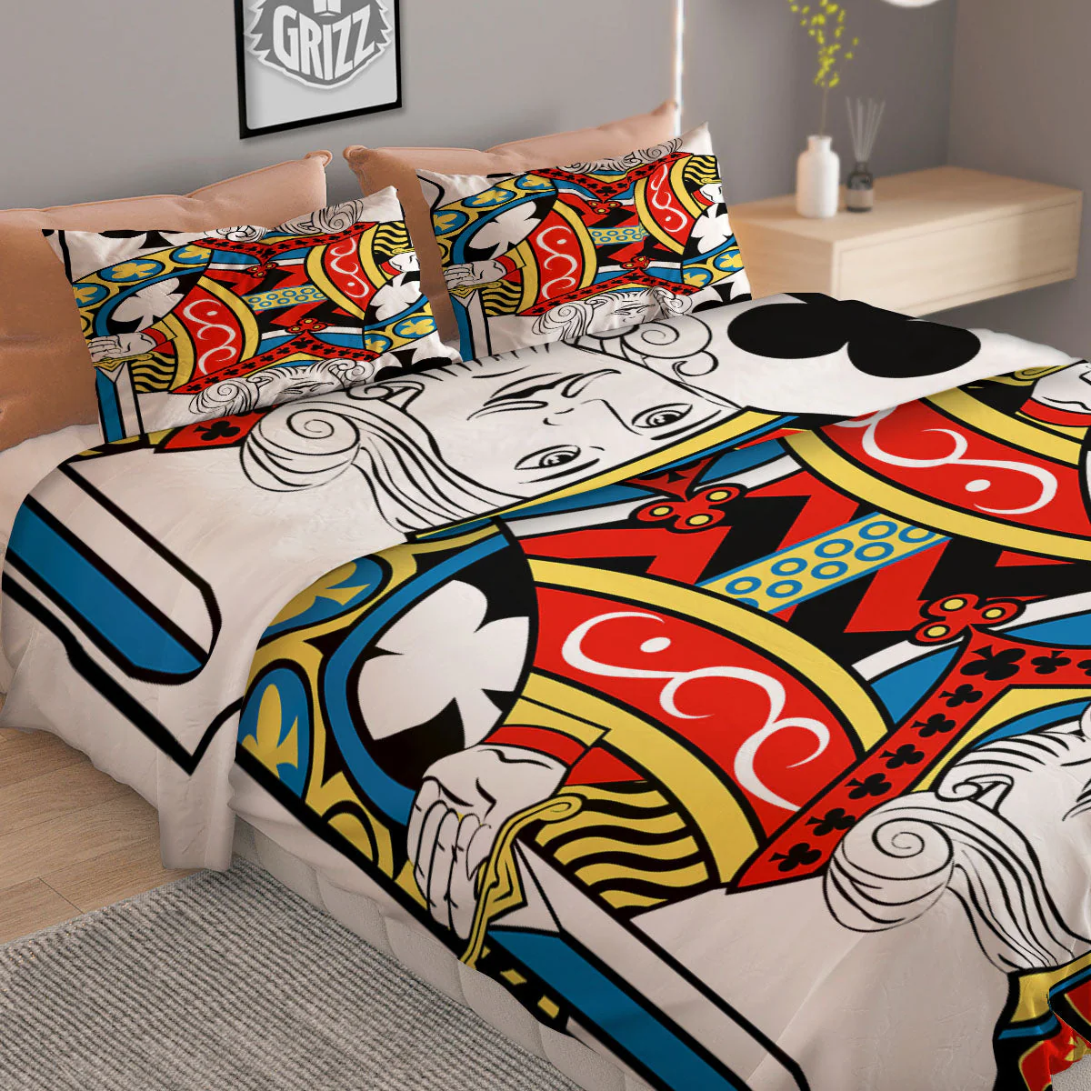 Playing Card King Of Clubs Print Duvet Cover Bedding Set - Image 2