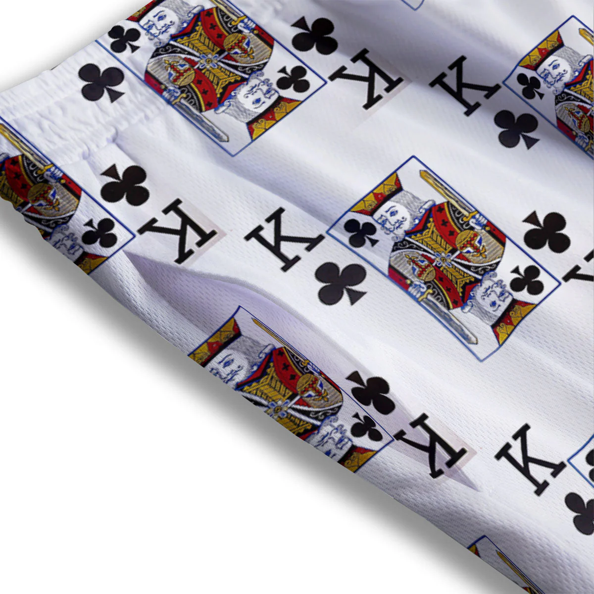 Playing Card King Of Clubs Print Pattern Mesh Shorts - Image 3