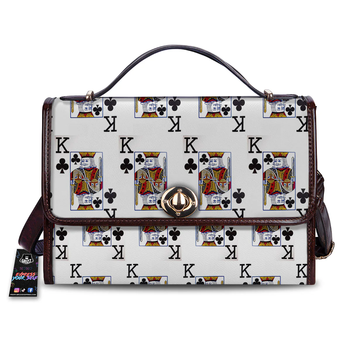 Playing Card King Of Clubs Print Pattern Women's Satchel Bag