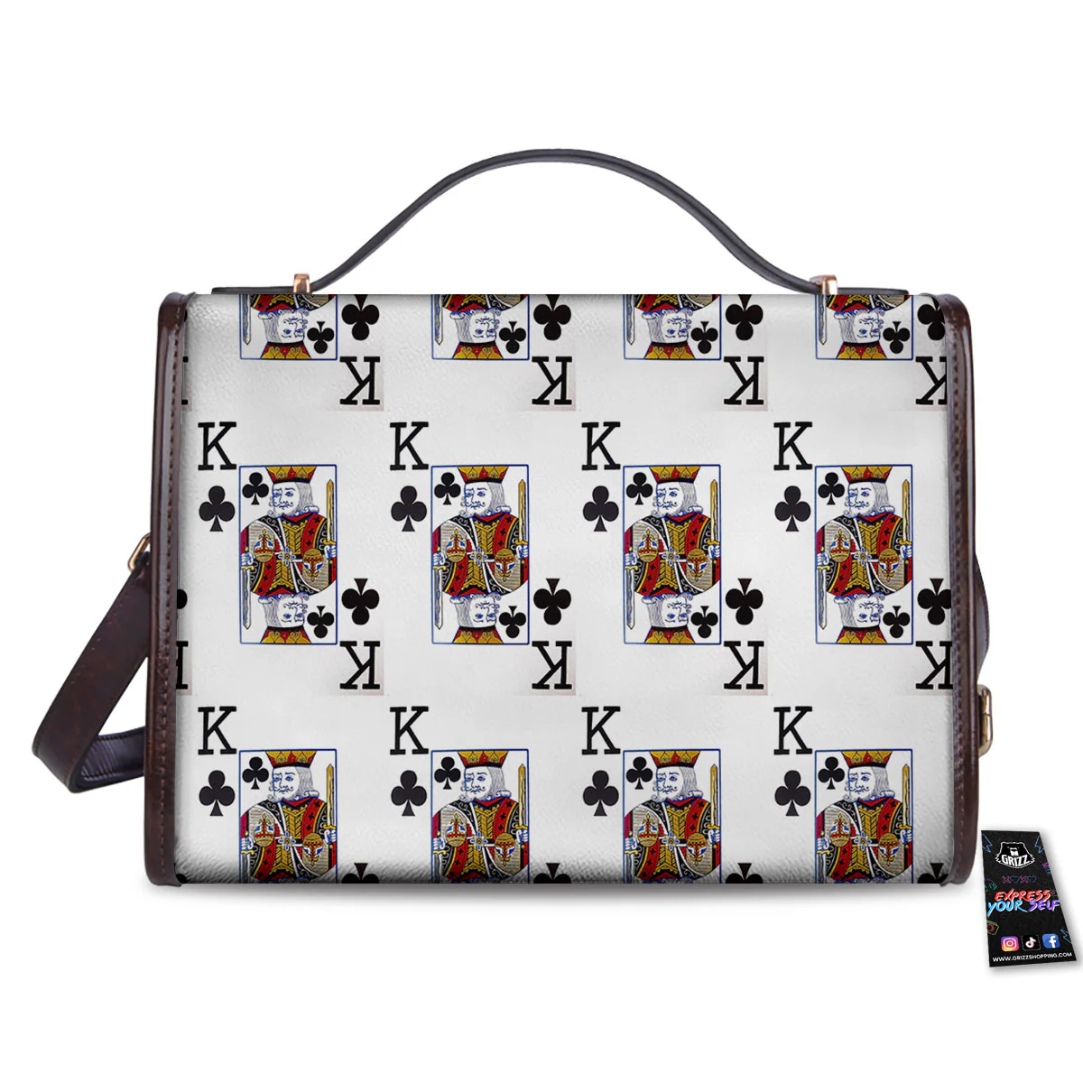 Playing Card King Of Clubs Print Pattern Women's Satchel Bag - Image 2