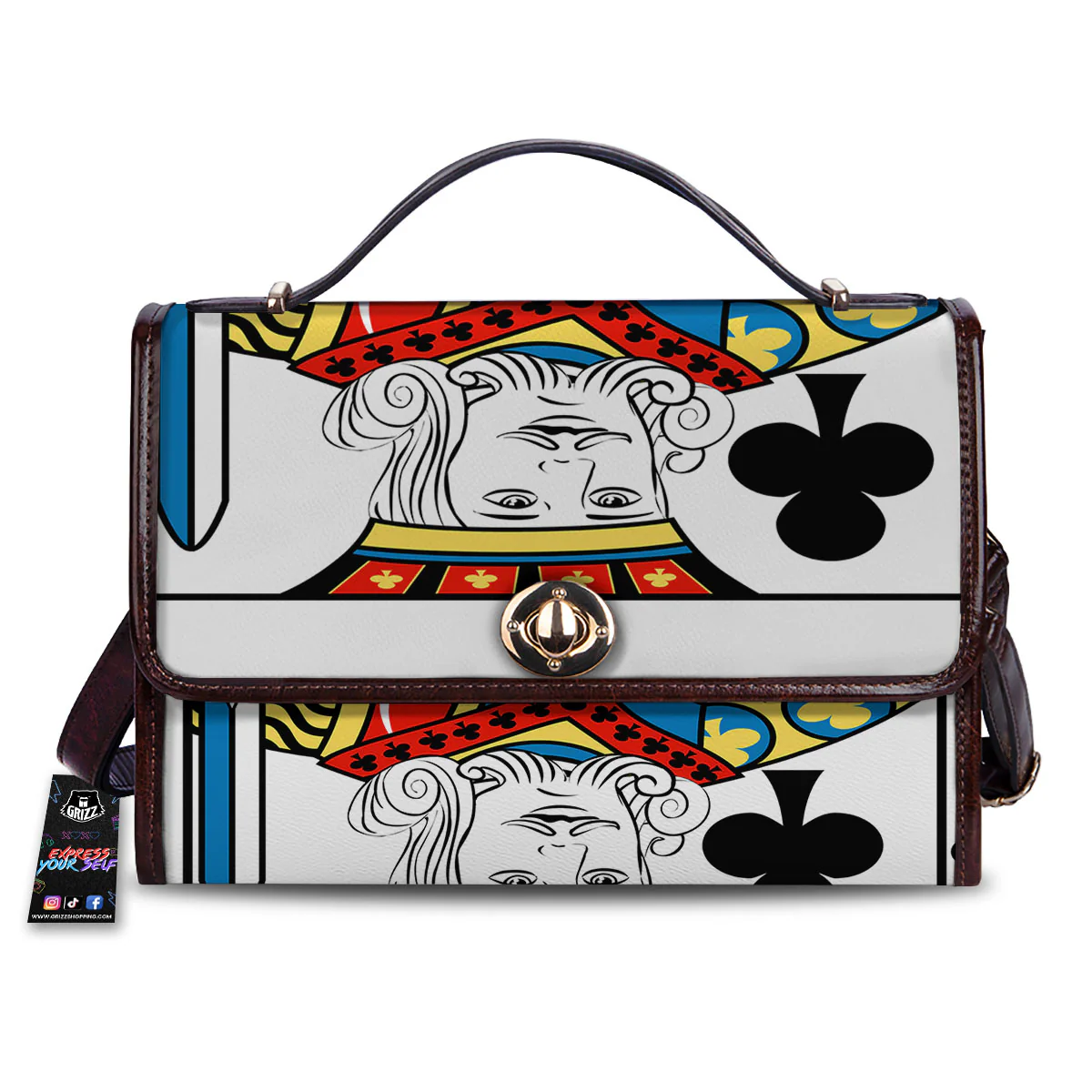 Playing Card King Of Clubs Print Women's Satchel Bag