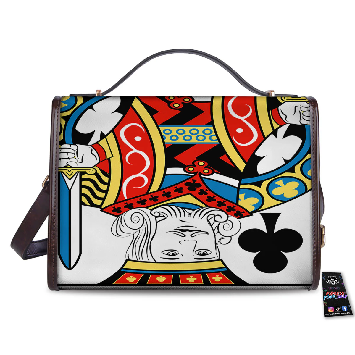 Playing Card King Of Clubs Print Women's Satchel Bag - Image 2