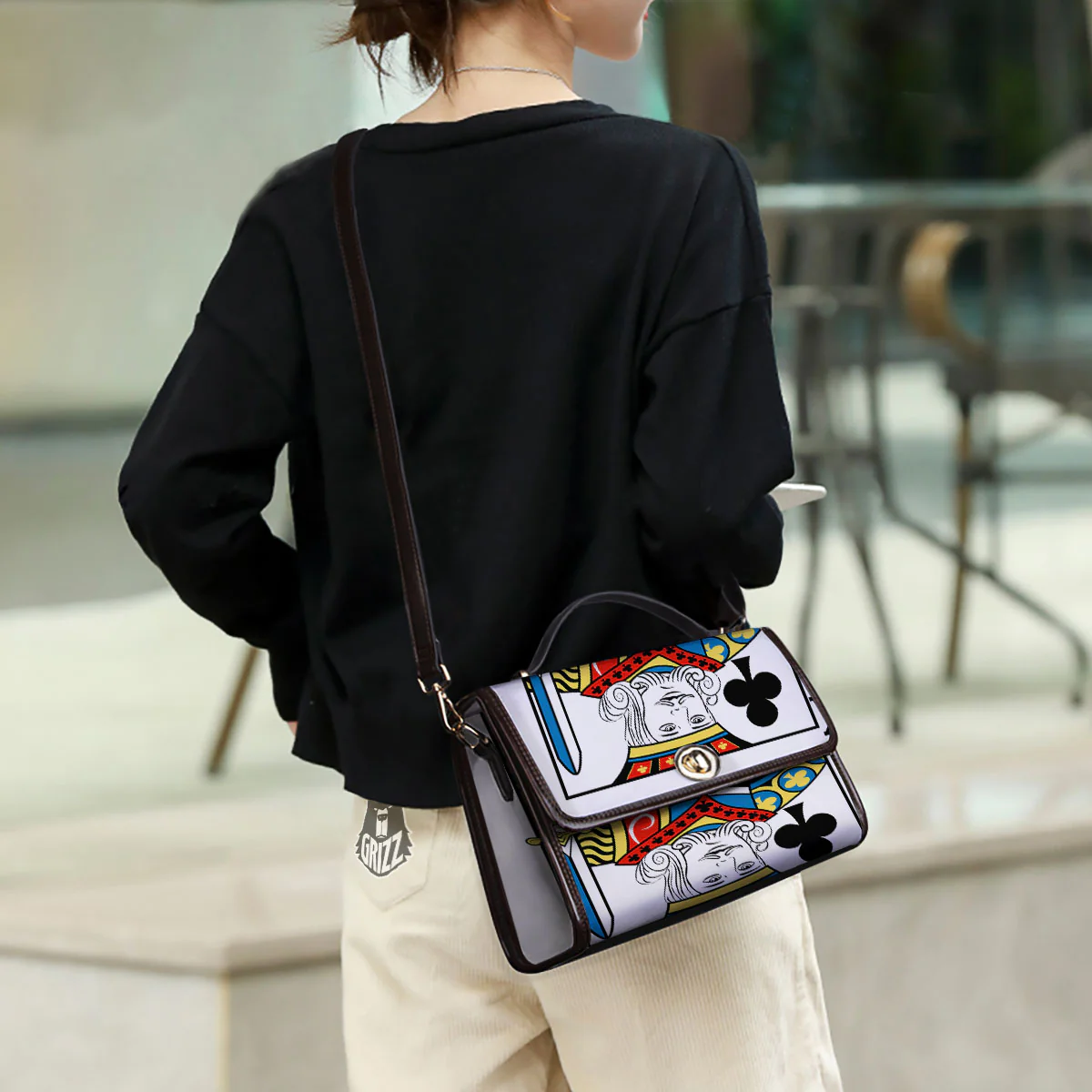 Playing Card King Of Clubs Print Women's Satchel Bag - Image 3