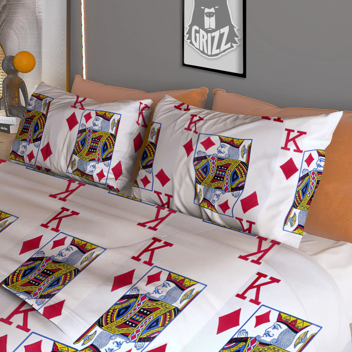 Playing Card King Of Diamonds Print Pattern Duvet Cover Bedding Set - Image 3