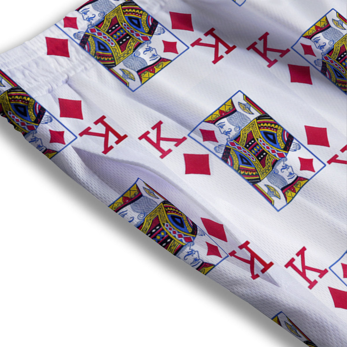 Playing Card King Of Diamonds Print Pattern Mesh Shorts - Image 3