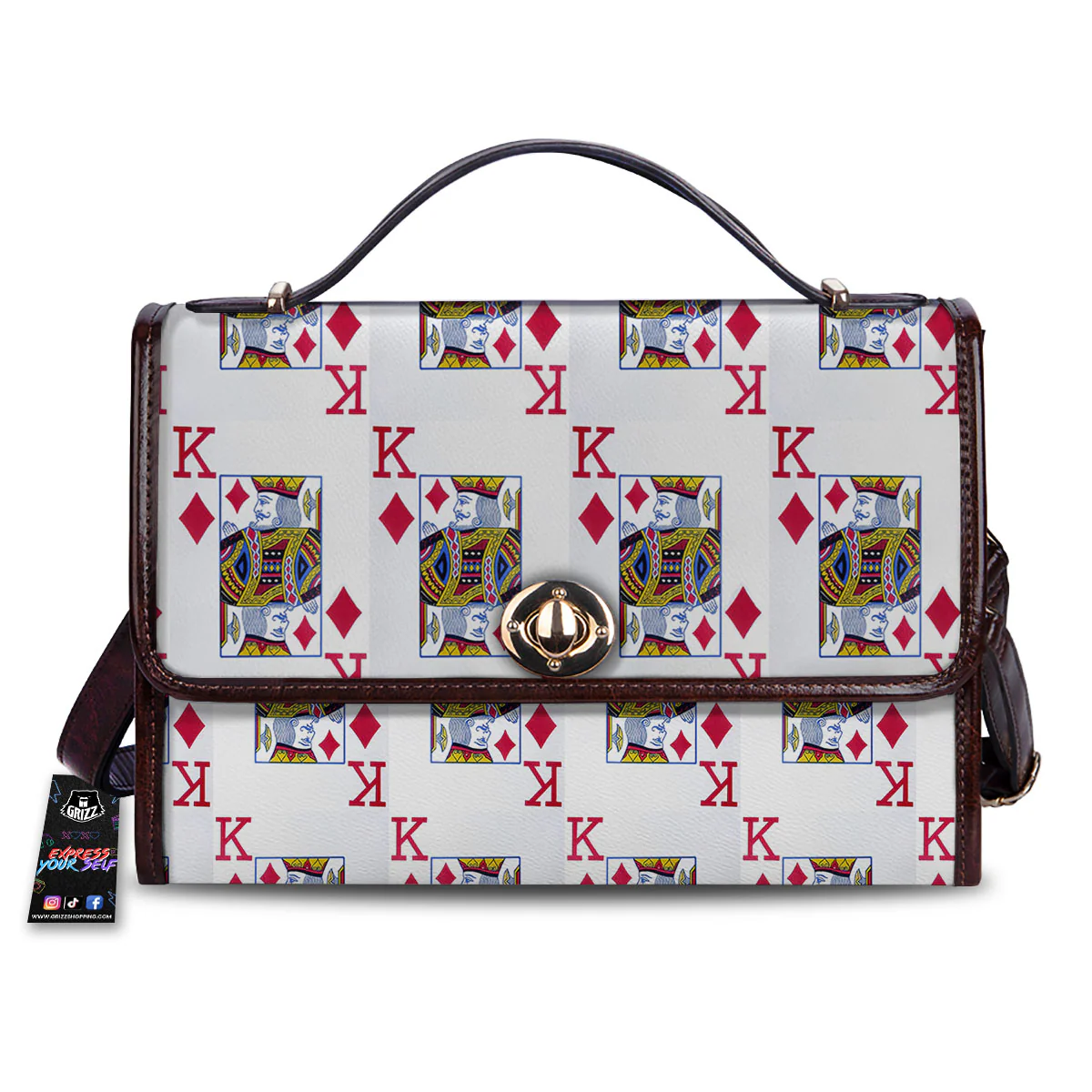 Playing Card King Of Diamonds Print Pattern Women's Satchel Bag