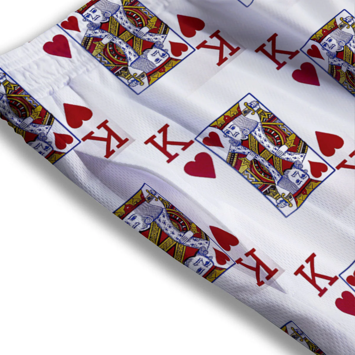 Playing Card King Of Hearts Print Pattern Mesh Shorts - Image 3