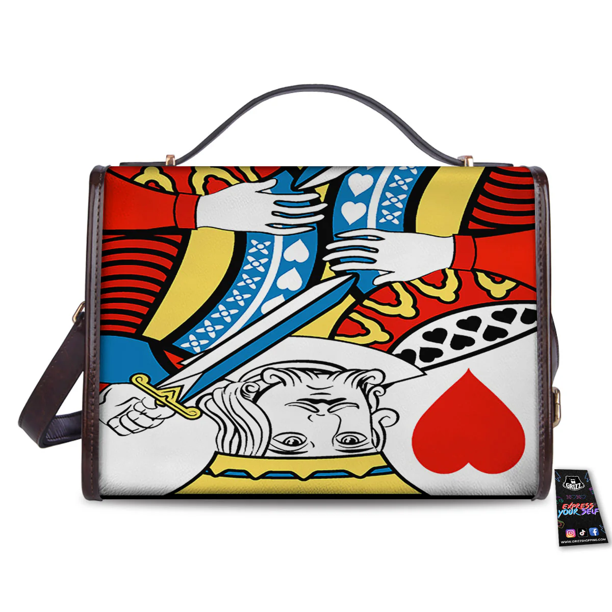 Playing Card King Of Hearts Print Women's Satchel Bag - Image 2