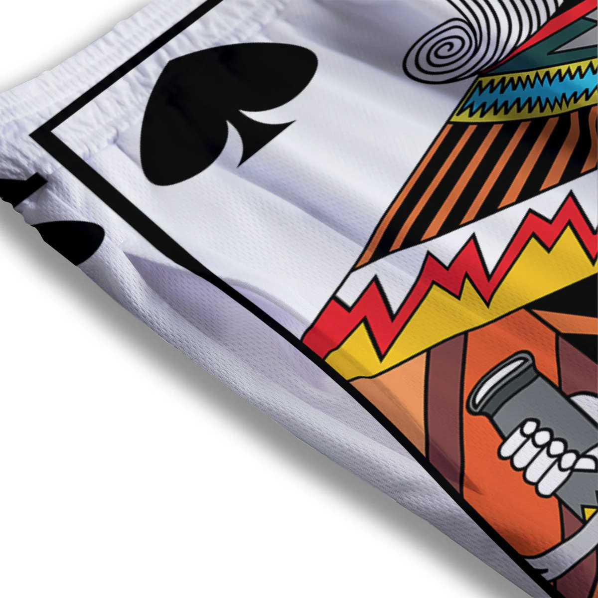 Playing Card King Of Spades Print Mesh Shorts - Image 3