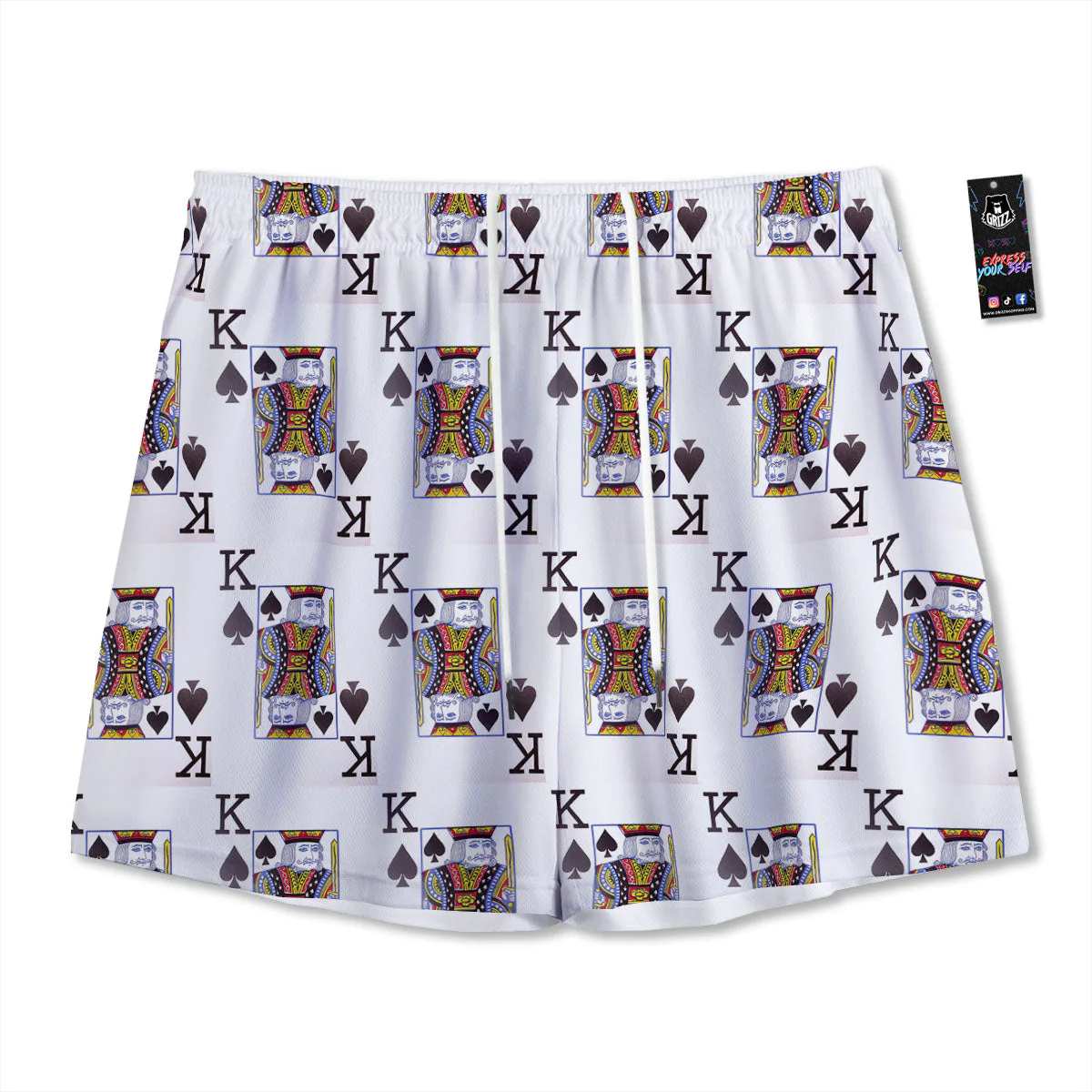 Playing Card King Of Spades Print Pattern Mesh Shorts