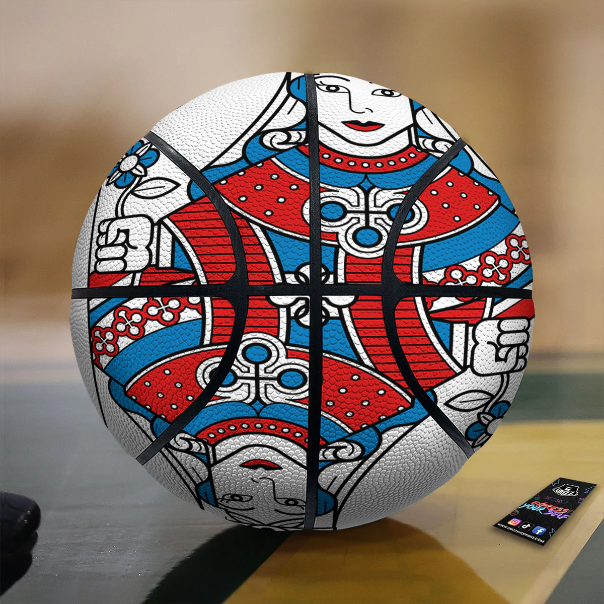 Playing Card Queen Of Clubs Print Basketball