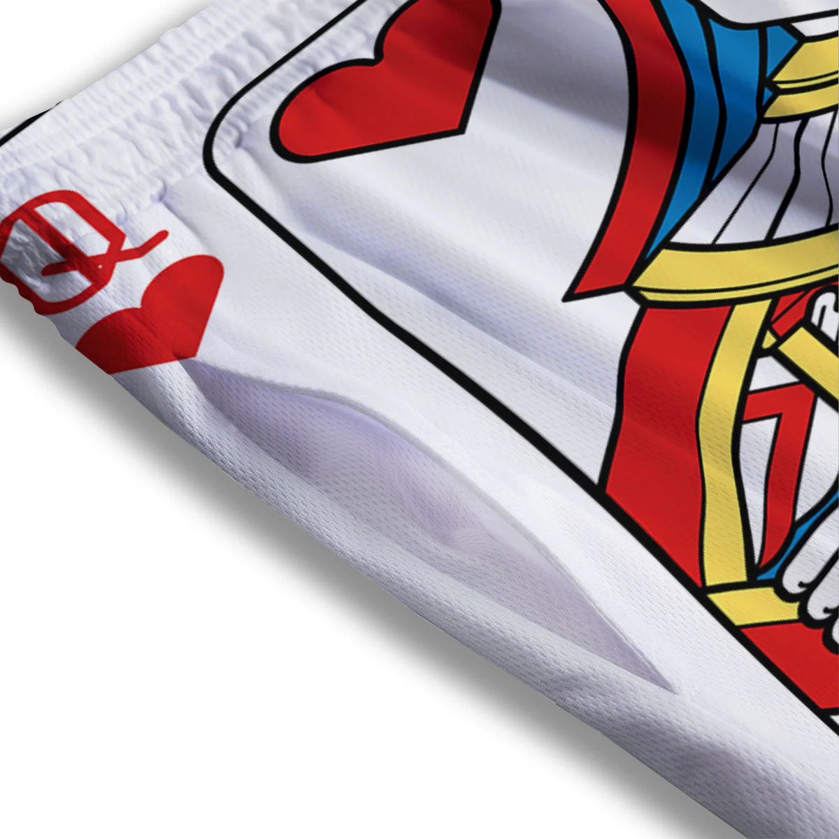 Playing Card Queen Of Hearts Print Mesh Shorts - Image 3