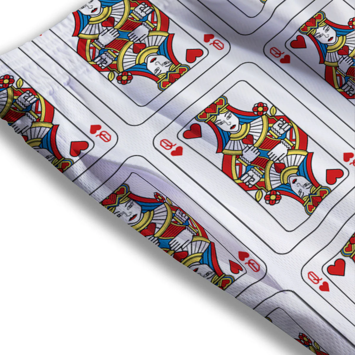 Playing Card Queen Of Hearts Print Pattern Mesh Shorts - Image 3